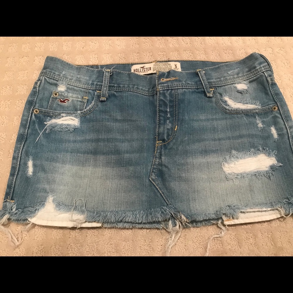 Hollister cut off jean denim skirt low rise